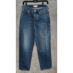 Madewell Low Slung Straight Jeans Blue Wash Button Fly Size 25